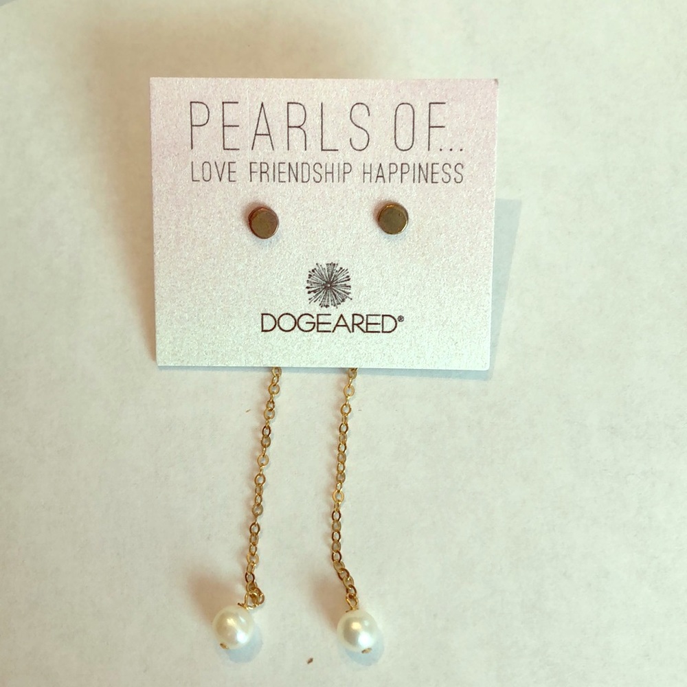 Dogeared golden pearl drop earrings